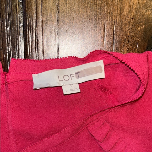 LOFT Vibrant Red Ruffle Blouse - Picture 3 of 3